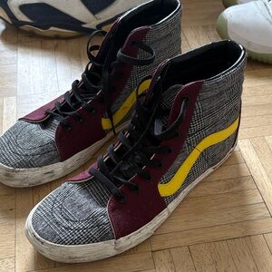 Vans Burgundy and Yellow High-Top Sneakers